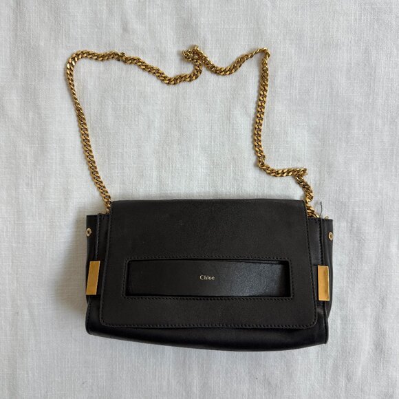 Chloé Lambskin Elle Chain Clutch Black - Picture 2 of 5